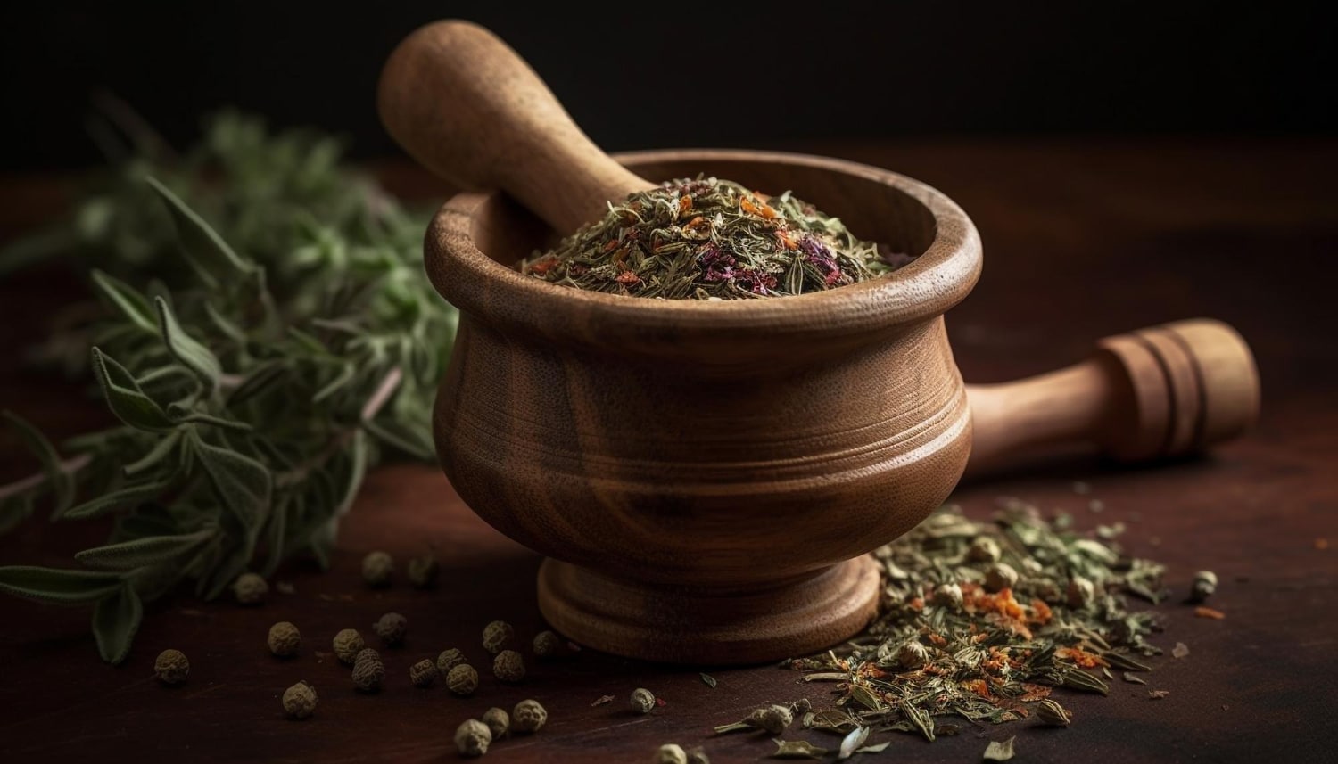herbs in a jar